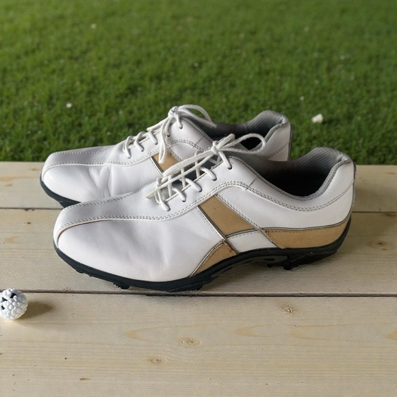 FootJoy Shoes - Footjoy Golf Shoes Women 6.5 M Summer Series Leather White Tan Pulsar Cleats